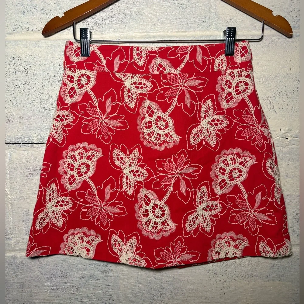 Ramy Brook Red Dawn Floral Cotton A-Line Mini Skirt Size 2- NWT $295 Retail - Picture 6 of 10